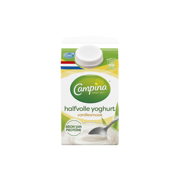 Halfvolle yoghurt met vanille smaak 500ml