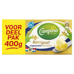 Campina Botergoud Ongezouten Roomboter 400 g Wikkel